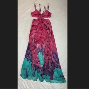 Luxxel/ Feather print High Low Dress